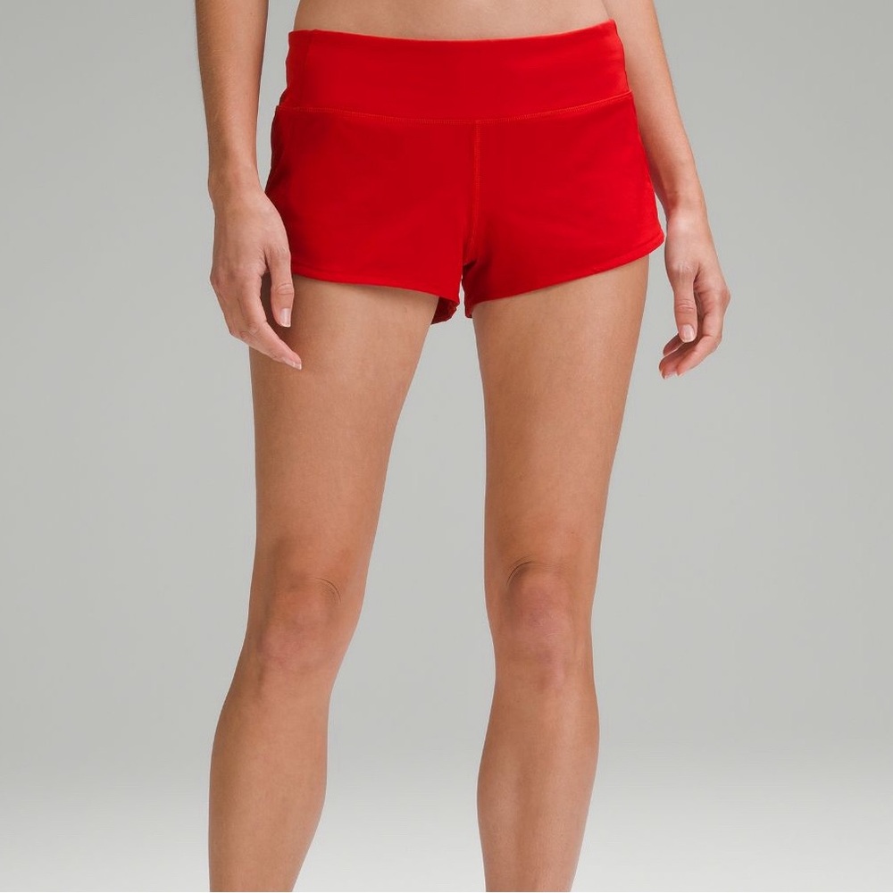 Red lululemon speed up shorts